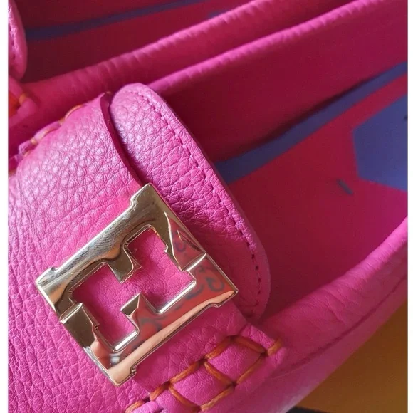 Fendi FF Logo Women's Pink Loafers - Picture 3 of 10